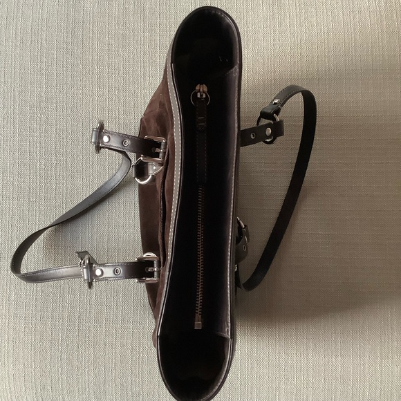 Beautiful Coach F12834 Dark Chocolate Suede Shopper Tote Shoulder Bag - Picture 6 of 11